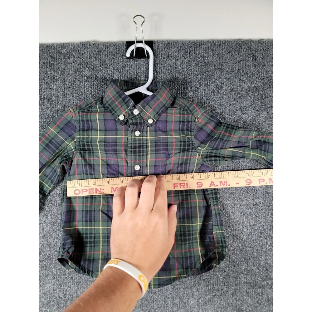 Polo Ralph Lauren Baby Boys Button Down Shirt 12M Long Sleeve Pony Preppy Plaid
